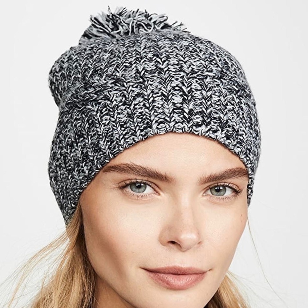 Rebecca Minkoff • Marled Grey Knitted Pom Pom Beanie